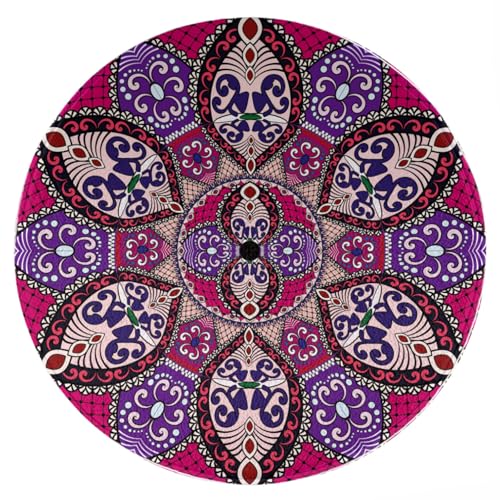 ENSFTF Living Room Rug Classic Mandala Pattern Round Modern Short Pile Extra Soft Easy Care Rug for Bedroom, Kitchen and Dining Room Size: 150 cm von ENSFTF