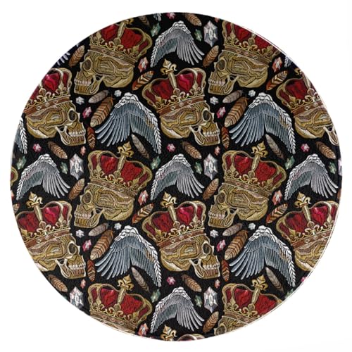 ENSFTF Living Room Rug Embroidery Pattern Round Modern Short Pile Extra Soft Easy Care Rug for Bedroom, Kitchen and Dining Room Size: 150 cm von ENSFTF