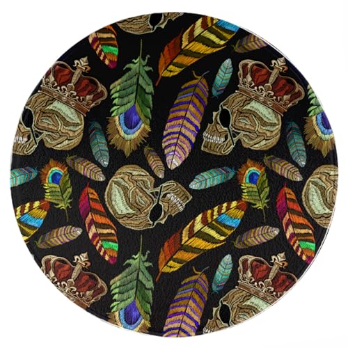 ENSFTF Living Room Rug Embroidery Pattern Round Modern Short Pile Extra Soft Easy Care Rug for Bedroom, Kitchen and Dining Room Size: 150 cm von ENSFTF