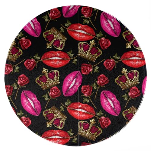 ENSFTF Living Room Rug Embroidery Pattern Round Modern Short Pile Extra Soft Easy Care Rug for Bedroom, Kitchen and Dining Room Size: 150 cm von ENSFTF