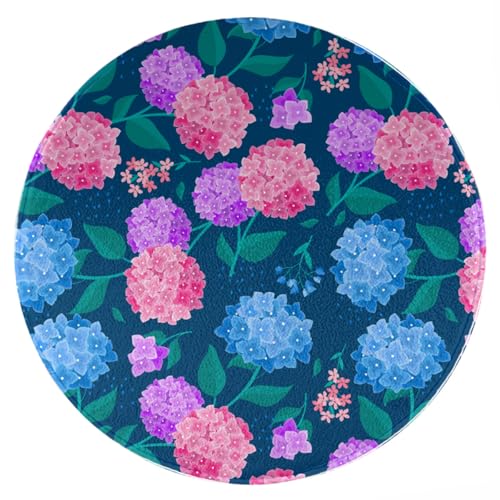 ENSFTF Living Room Rug Hydrangea Pattern Round Modern Short Pile Extra Soft Easy Care Rug for Bedroom, Kitchen and Dining Room Size: 150 cm ENSFTF Living Room Rug Hydrangea Pattern Round Modern Short Pile Extra Soft Easy Care Rug for Bedroom, Kitchen and Dining Room Size: 150 cm von ENSFTF