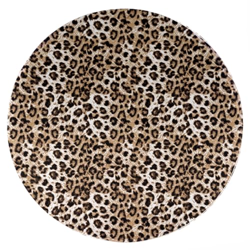 ENSFTF Living Room Rug Leopard Pattern Round Modern Short Pile Extra Soft Easy Care Rug for Bedroom, Kitchen and Dining Room Size: 150 cm ENSFTF Living Room Rug Leopard Pattern Round Modern Short Pile Extra Soft Easy Care Rug for Bedroom, Kitchen and Dining Room Size: 150 cm von ENSFTF