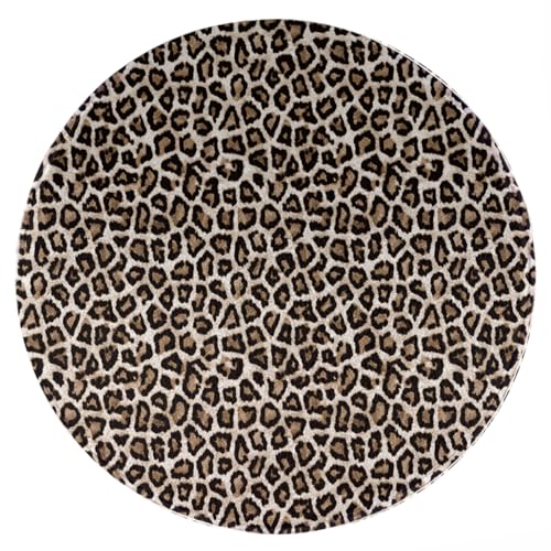 ENSFTF Living Room Rug Leopard Pattern Round Modern Short Pile Extra Soft Easy Care Rug for Bedroom, Kitchen and Dining Room Size: 150 cm von ENSFTF