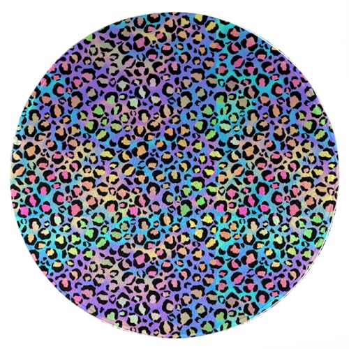 ENSFTF Living Room Rug Leopard Pattern Round Modern Short Pile Extra Soft Easy Care Rug for Bedroom, Kitchen and Dining Room Size: 150 cm von ENSFTF