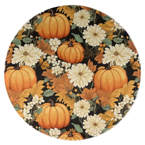 ENSFTF Living Room Rug Pumpkin Pattern Round Modern Short Pile Extra Soft Easy Care Rug for Bedroom, Kitchen and Dining Room Size: 150 cm von ENSFTF