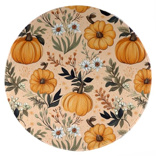 ENSFTF Living Room Rug Pumpkin Pattern Round Modern Short Pile Extra Soft Easy Care Rug for Bedroom, Kitchen and Dining Room Size: 150 cm von ENSFTF