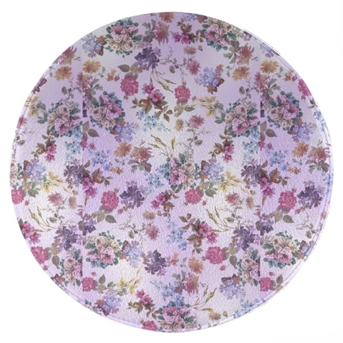 ENSFTF Living Room Rug Rose Pattern Round Modern Short Pile Extra Soft Easy Care Rug for Bedroom, Kitchen and Dining Room Size: 150 cm ENSFTF Living Room Rug Rose Pattern Round Modern Short Pile Extra Soft Easy Care Rug for Bedroom, Kitchen and Dining Room Size: 150 cm von ENSFTF