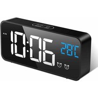 Digitaler Wecker, Digitaluhr, Morgenalarm, LED-Spiegel, großer Bildschirm, mittlere Temperatur, Schlummerfunktion, 2 Alarme, einstellbare Helligkeit von ENSOLEILLE