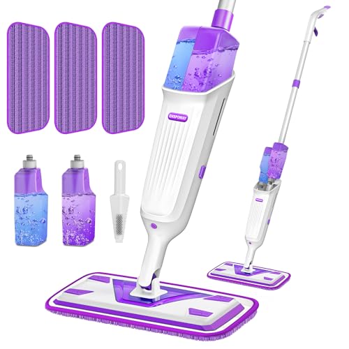 Bodenwischer mit Doppelflasche - Enspoway Wischer Mit Sprühfunktion, sprühwischer flachwischer mit 3 mikrofaser wischpads, nass- & trockenmopps wischmopp für den Haushalt für Hartböden, Laminat, Holz von ENSPOWAY