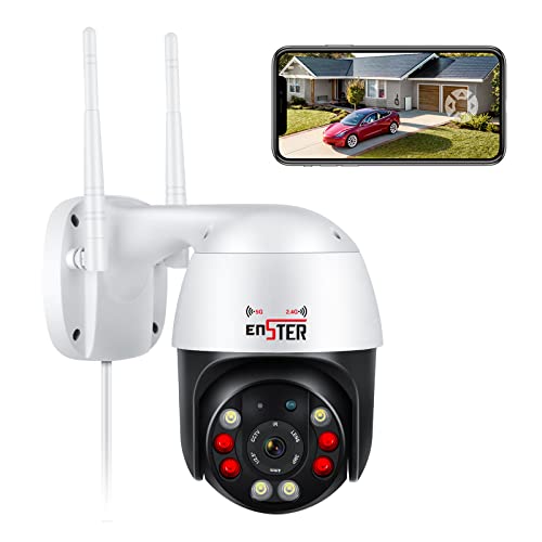 ENSTER 2k PTZ Überwachungskamera Aussen Metallgehäuse WLAN 2,4GHz/5GHz, 360°Schwenkbare WiFi 4X Digital Zoom IP Kamera Outdoor Mit Vollfarb-Nachtsicht, Automatische Verfolgung, 2-Wege-Audio von ENSTER