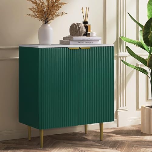 ENSTVER Aufbewahrungsschrank mit geriffelten Türen, Küchen-Sideboard, Buffetschrank, Akzent-Badezimmer-Bodenschrank mit verstellbaren Ablagen für Eingangsbereich, Esszimmer, Wohnzimmer, Grün ENSTVER Aufbewahrungsschrank mit geriffelten Türen, Küchen-Sideboard, Buffetschrank, Akzent-Badezimmer-Bodenschrank mit verstellbaren Ablagen für Eingangsbereich, Esszimmer, Wohnzimmer, Grün von ENSTVER