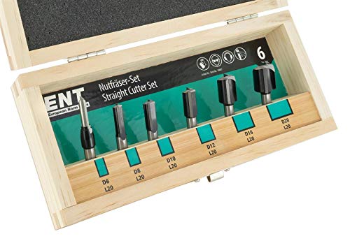 ENT 6-tlg. HW Nutfräser Set mit HW-Grundschneide - Ø 6-8 - 10-12 - 16 und 20 mm- Schaft Ø 8 mm von ENT European Norm Tools