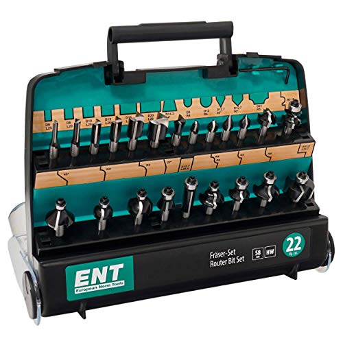 ENT 22-tlg. Oberfräser Set in Kunststoffkassette - Schaft Ø 8 mm ENT 22-tlg. Oberfräser Set in Kunststoffkassette - Schaft Ø 8 mm von ENT European Norm Tools