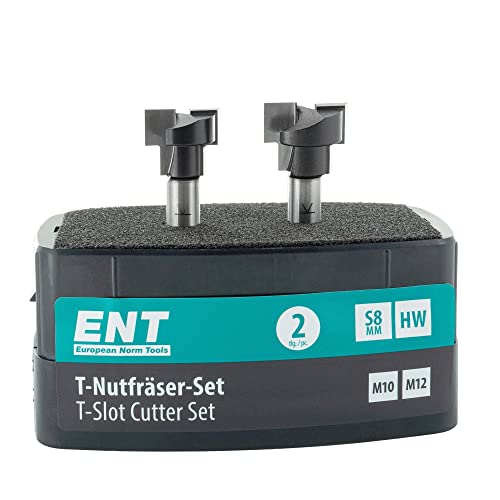 ENT 09047 2-tlg. HW T-Nutfräser-Set optimiert für M10 M12 Sechskantschrauben, HW, Schaft (S) 8 mm von ENT European Norm Tools