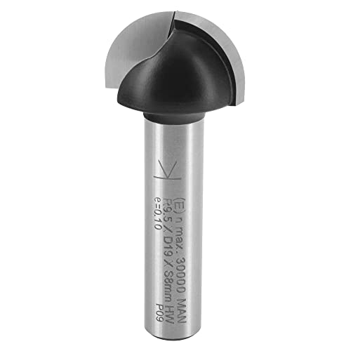 ENT 12292 Hohlkehlfräser HW, Schaft (S) 8 mm, Radius (R) 9,5 mm, Durchmesser (D) 19 mm, NL 11 mm, SL 32 mm, Holzbearbeitung, Oberfräse von ENT