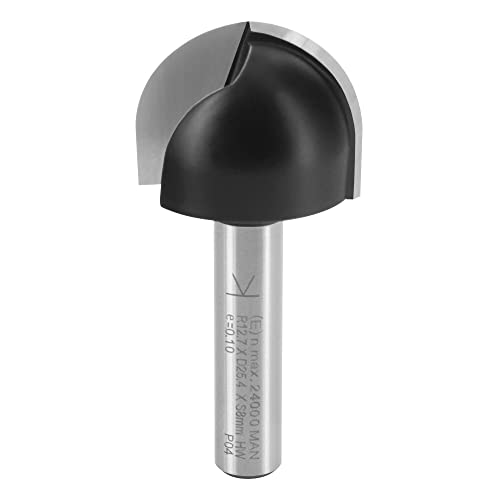ENT 12300 Hohlkehlfräser HW, Schaft (S) 8 mm, Radius (R) 12,7 mm, Durchmesser (D) 25,4 mm, NL 19 mm, SL 32 mm, Holzbearbeitung, Oberfräse von ENT