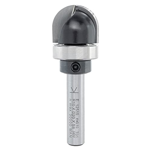 ENT 12510 Hohlkehlfräser HW, Schaft (S) 8 mm, Radius (R) 10 mm, D 20 mm, NL 16 mm, SL 32 mm, mit Kugellager, Holzbearbeitung, Oberfräse von ENT