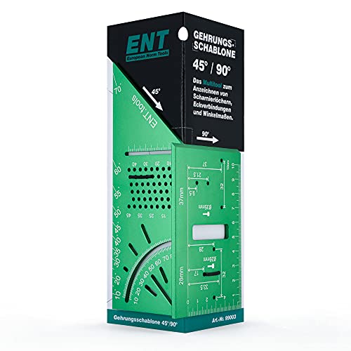 ENT 99003 Gehrungsschablone - Multitool - 3D-Bohrschablone - Anreißschablone - mit 45°-/90°-Winkel von ENT European Norm Tools