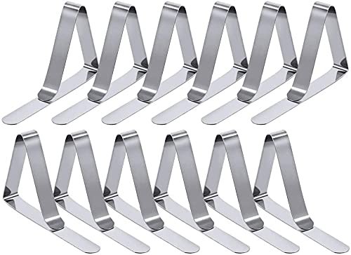 ENTHUR 12 Stück Edelstahl Tischtuchklammern Tischdeckenklammer Tischtuschhalter Set Edelstahl zum Klammer Befestigen der Tischdecke von ENTHUR