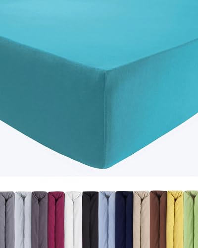 Entspanno Luxus Spannbettlaken 2X 90x190 bis 100x220cm - Aus weichem Premium Jersey - Ideal für Wasser- & Boxspringbetten bis 35cm Höhe - Petrol von ENTSPANNO