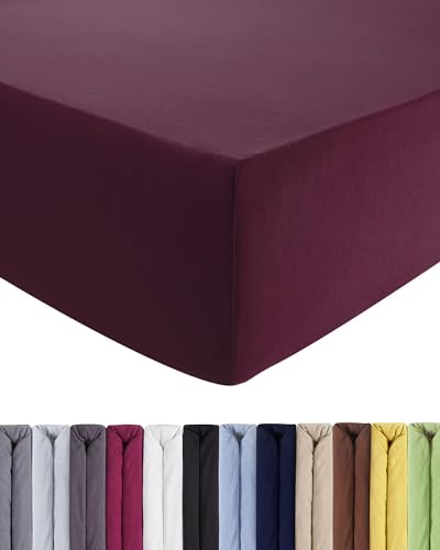 ENTSPANNO Luxus Spannbettlaken 140x200 bis 160x220 cm - Aus Premium Jersey - auch ideal für Wasser- u. Boxspringbett bis 35cm Höhe - Lila-Orchidee von ENTSPANNO