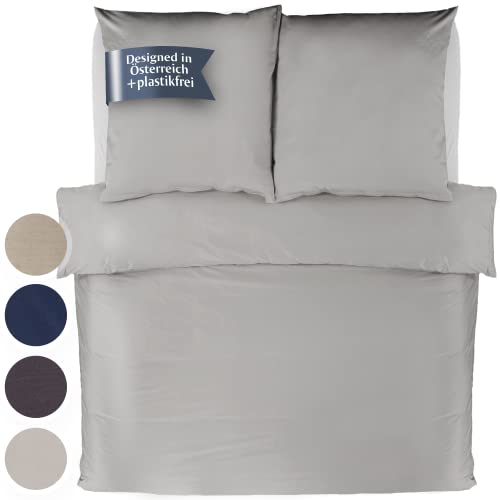ENTSPANNO Luxus Bettwäsche | Baumwolle Satin - Bettdecke 135x200 Set mit Kissen 40x80 | ÖkoTex Standard | Mako Satin Bettwäsche für erholsamen Schlaf von ENTSPANNO