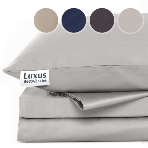ENTSPANNO Luxus Bettwäsche | Baumwolle Satin - Bettdecke Bettbezug 155x200 Silbergrau | ÖkoTex Standard | Mako Satin Bettwäsche für erholsamen Schlaf von ENTSPANNO