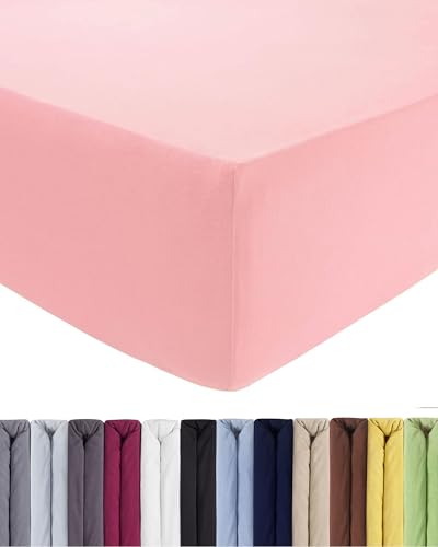 ENTSPANNO Luxus Spannbettlaken 140x200 bis 160x220 cm - Aus weichem Premium Jersey - Ideal für Wasser- u. Boxspringbett bis 35cm Höhe - Rosa von ENTSPANNO