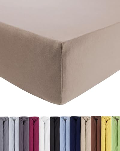 Entspanno Luxus Topper Spannbettlaken 180x200 bis 200x220cm - Aus Premium Jersey - Ideal für Wasser- & Boxspringbetten bis 10 cm Höhe - Edel-Braun von ENTSPANNO