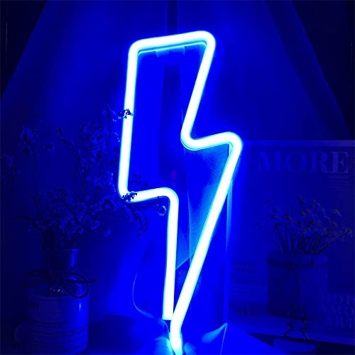 Blue Lightning Neon Lightning Bolt Neon Signs Lightning USB & Batteriebetriebene Neon Nachtlichter Neon Lightning Lightning LED Leuchtet Schilder für Schlafzimmer Spielzimmer Hochzeitsdekoration von ENUOLI