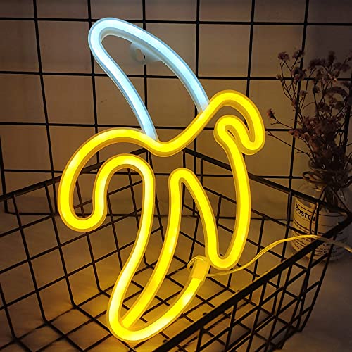 ENUOLI Bananen Neonlicht Zeichen LED Bananen Neonzeichen Wandlampe Powered von 3 AA Batterie/USB Lade LED Bananen Nachtlicht für Schlafzimmer Kinderzimmer Hochzeit Geburtstag Party Decor von ENUOLI