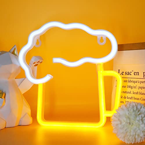 ENUOLI Bier Neon Licht, LED -Bier Neon Schilder Wanddekoration Batterie USB betriebene Bierlampe Hanges Nachtlichtkunst Dekor Licht für Bar Nachtclub Home Pub Store Urlaub Feier Geburtstagsfeier Deko von ENUOLI