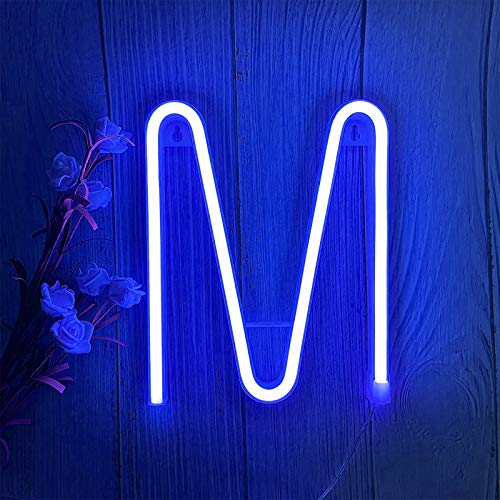 ENUOLI Blaues Neon-Buchstabenschild mit Neon-Wörtern, batterie-/USB-betrieben, LED-Alphabet, Neon-Kunst, Wanddekoration, beleuchtete Wörter für Hochzeit, Geburtstag, Party, Bar, Dekoration (M) von ENUOLI