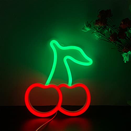 ENUOLI Cherry Shaped Neon Nachtlicht Neonzeichen USB & Batterie Powered Hängende Hochzeitszeichen Neuheit Wand Dekorative Kirsche Neonzeichen Für Geburtstag Weihnachten Party Kinderzimmer Wohnzimmer von ENUOLI