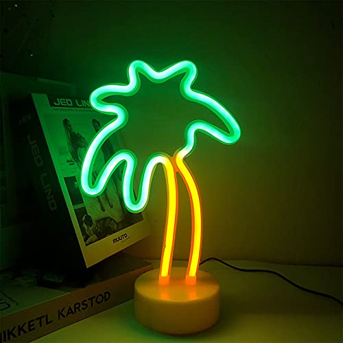 ENUOLI Coconut Palm Tree Neon Signs Neon Nachtlampe Neonlicht mit Halter Basis LED Neonlicht Zeichen Batterie oder USB Powered Palm Neon Nachtlicht für Zimmer Schlafzimmer Weihnachtsfeier Dekoration von ENUOLI