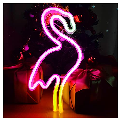 ENUOLI Flamingo Neonlichter Flamingo Neonzeichen Neon Wandleuchte Flamingo Nachtlicht Batterie/USB Powered Rosa Flamingo Zeichen für Schlafzimmer Home Hochzeit Weihnachten Geburtstagsfeier Urlaub B von ENUOLI