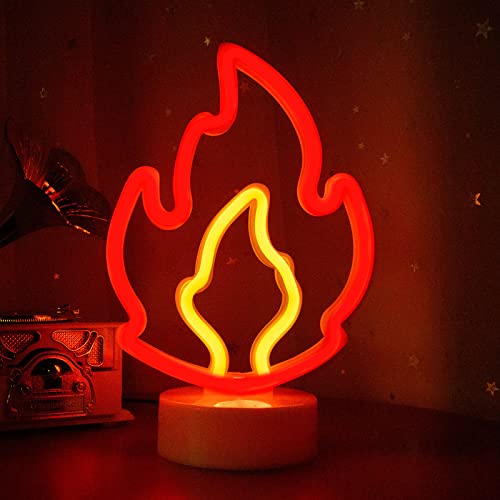 ENUOLI Flamme-Neonlichter, LED, rote Flamme, Neonschilder, Licht, Neonschild, Neon-Flamme, Nachtlicht, USB/batteriebetrieben, Neon-Lampen, Raumdekoration, Wohnzimmer, Geburtstagsparty von ENUOLI