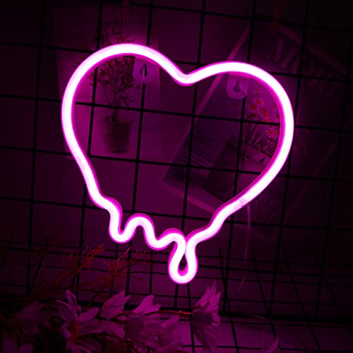 ENUOLI Herz Neonschilder, rosa Herz Neon Lampe Pink LED LED NEINLICHE LICHT NACHT LICHT für Schlafzimmer USB/Batteriebedienung Herz Nachtlichter für Wand Home Kinderzimmer Geburtstag Party Bar Dekor von ENUOLI