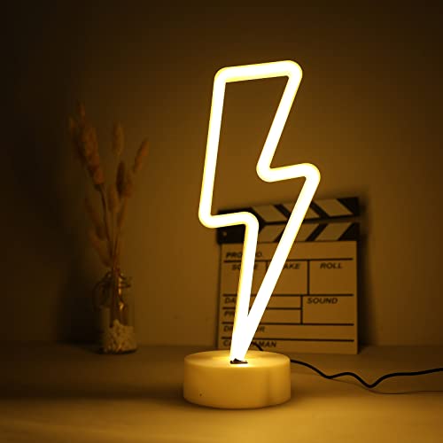 LED Lightning Shaped Neon Signs Lights Batteriebetrieben/USB Powered Warm White Art LED Dekorative Nachtlichter Tischdekoration für Wohnzimmer Büro Weihnachten Geburtstag Hochzeit Dekoration von ENUOLI