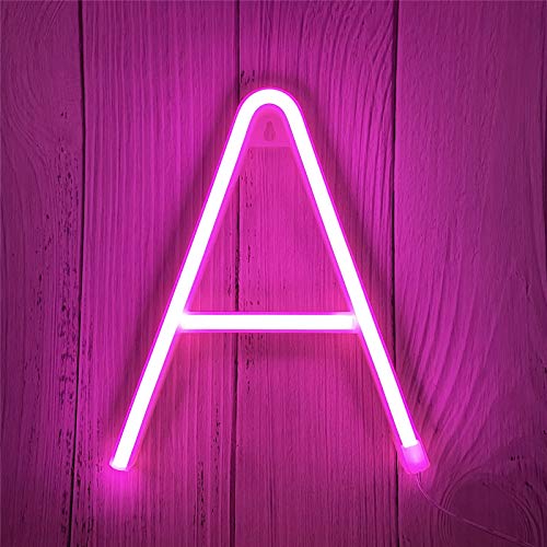 LED Neon Buchstaben Lichter Rosa Neonschild Leuchten Buchstaben Neonschild Batterie/USB Beleuchtete Buchstaben Neon Nachtlicht Dekor für Kinderzimmer,Hochzeit,Weihnachten,Valentinstag(A) von ENUOLI