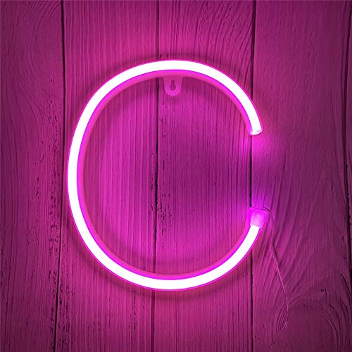 LED Neon Buchstaben Lichter Rosa Neonschild Leuchten Buchstaben Neonschild Batterie/USB Beleuchtete Buchstaben Neon Nachtlicht Dekor für Kinderzimmer,Hochzeit,Weihnachten,Valentinstag(C) von ENUOLI