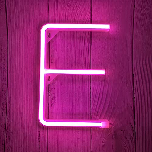 LED Neon Buchstaben Lichter Rosa Neonschild Leuchten Buchstaben Neonschild Batterie/USB Beleuchtete Buchstaben Neon Nachtlicht Dekor für Kinderzimmer,Hochzeit,Weihnachten,Valentinstag(E) von ENUOLI