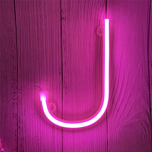 LED Neon Buchstaben Lichter Rosa Neonschild Leuchten Buchstaben Neonschild Batterie/USB Beleuchtete Buchstaben Neon Nachtlicht Dekor für Kinderzimmer,Hochzeit,Weihnachten,Valentinstag(J) von ENUOLI