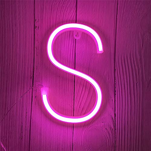 LED Neon Buchstaben Lichter Rosa Neonschild Leuchten Buchstaben Neonschild Batterie/USB Beleuchtete Buchstaben Neon Nachtlicht Dekor für Kinderzimmer,Hochzeit,Weihnachten,Valentinstag(S) von ENUOLI