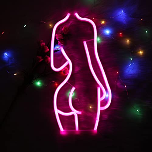 ENUOLI Lady Body Neon Sign Sexy Neon Sign USB/Batteriebetriebene Girl Neon Sign Woman Neon Sign für Party Wall Decor Neon Light Sign Led Neon Light Neon Lamp for Friends Lovers Supply Geschenke (Rosa) von ENUOLI