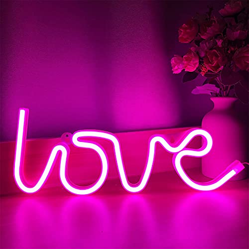 Liebe Neonlicht Pink Neon Sign Neon Love Sign Art Wandleuchte USB/Batterie LED Neon Sign Neon Wandleuchte für Mädchenzimmer Light up Love Neon Sign für Valentinstag Hochzeit von ENUOLI