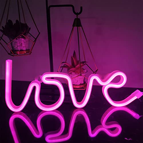 ENUOLI Love Neon Light Signs Rosa Neon Light Light Wandleuchte Zimmer Dekor Batterie und USB operierte LED Neonlicht Rosa Neonzeichen Liebeslampen Leuchten für Schlafzimmer Bar Party Hochzeit Weihnac von ENUOLI