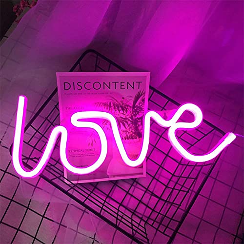 ENUOLI Love Neon Sign Led Neon Light Neon Light Sign für Wanddeko USB oder Batteriebetriebene Neonlampe Neon Wandleuchte Pink Neon für Party Hochzeit Kinderzimmer Dekoration(Rosa) von ENUOLI