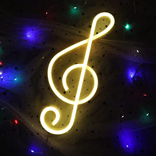 ENUOLI Music Note Neon Sign Neon Lights Led Neon Light Wanddekoration Neon Light Sign Led Note Light USB/Batteriebetriebenes Musik Neonlicht Neon Nachtlicht Neonlampe für Home Party (Warmweiß) von ENUOLI