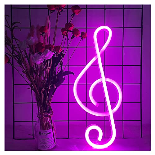 ENUOLI Musical Note Neon Signs Music Note Shaped LED-Lichtzeichen USB/Batterie Hängen Nachtlicht für Schlafzimmer Wanddekor Musiknotte Neonlichter Kreative Beleuchtung Lampe Home Decoration (Rosa) von ENUOLI